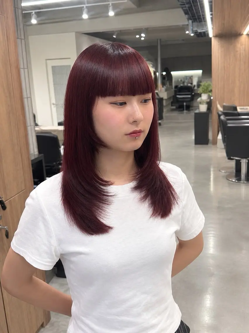 セミロング レイヤーカット カット ヘアカラー トリートメント 美髪矯正/韓国風レイ ヤー/kazuyaのヘアスタイル