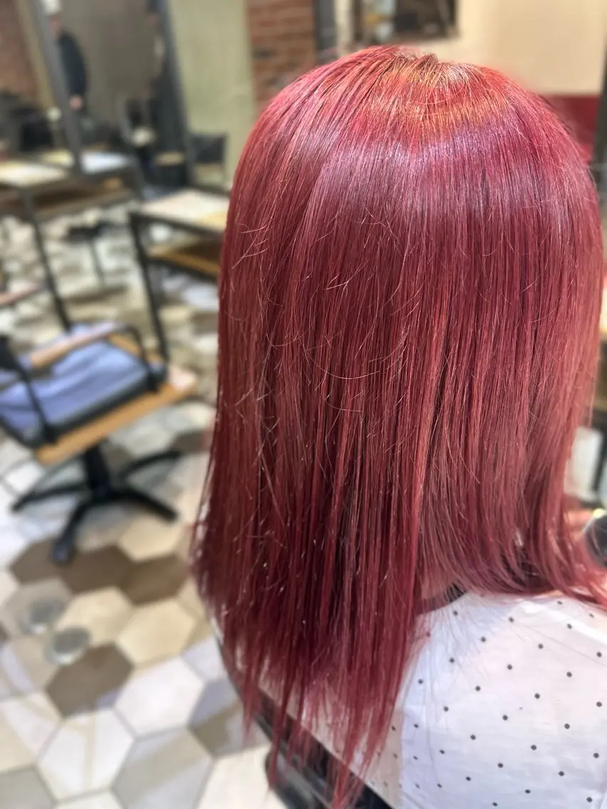 カラー メンズ メンズブリーチ ブリーチ 透明感カラー レッドカラー ヘアカラー イメチェンカラー 梅田/堀江輝起のヘアスタイル
