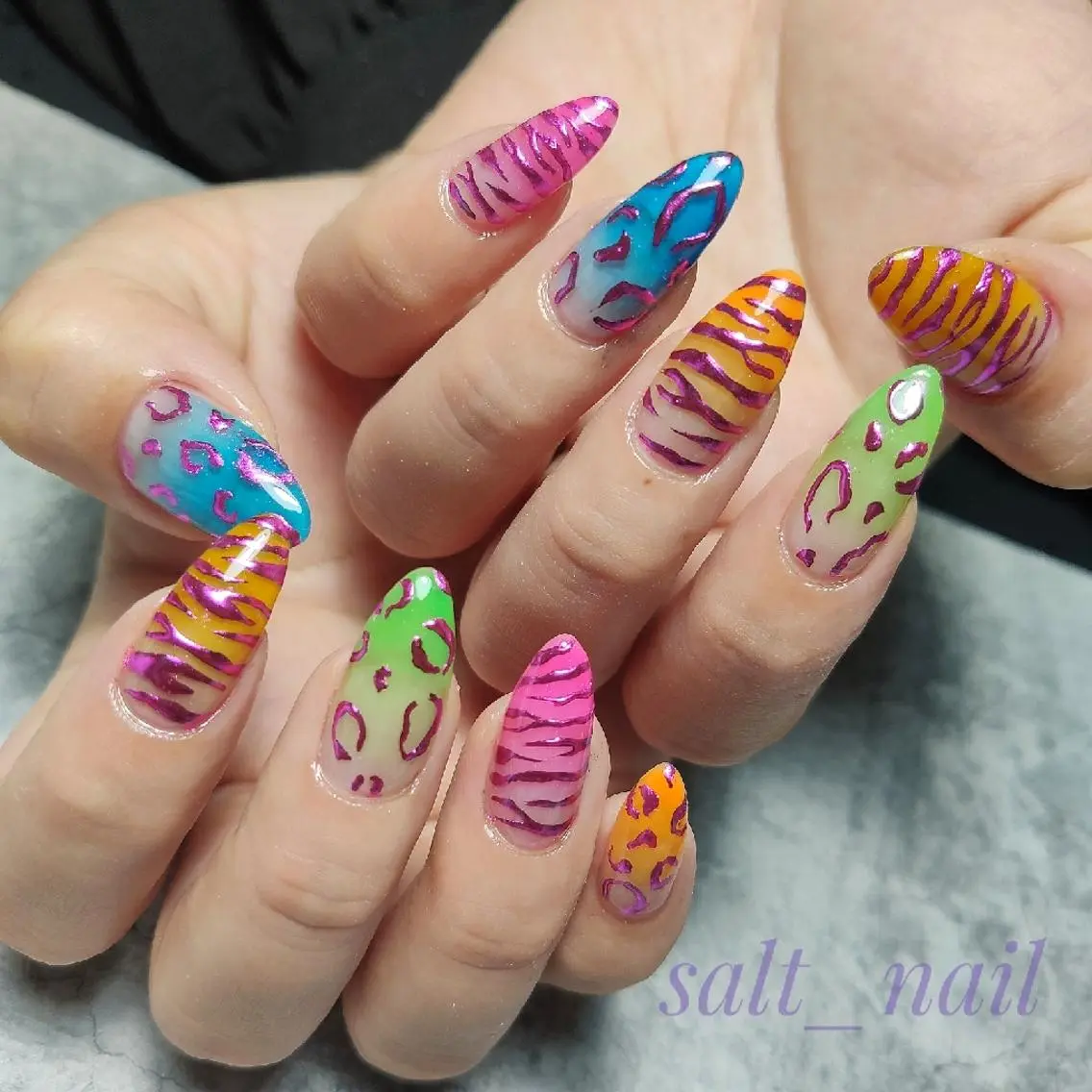 ネイル アニマル柄 個人サロン saltnailのネイルデザイン