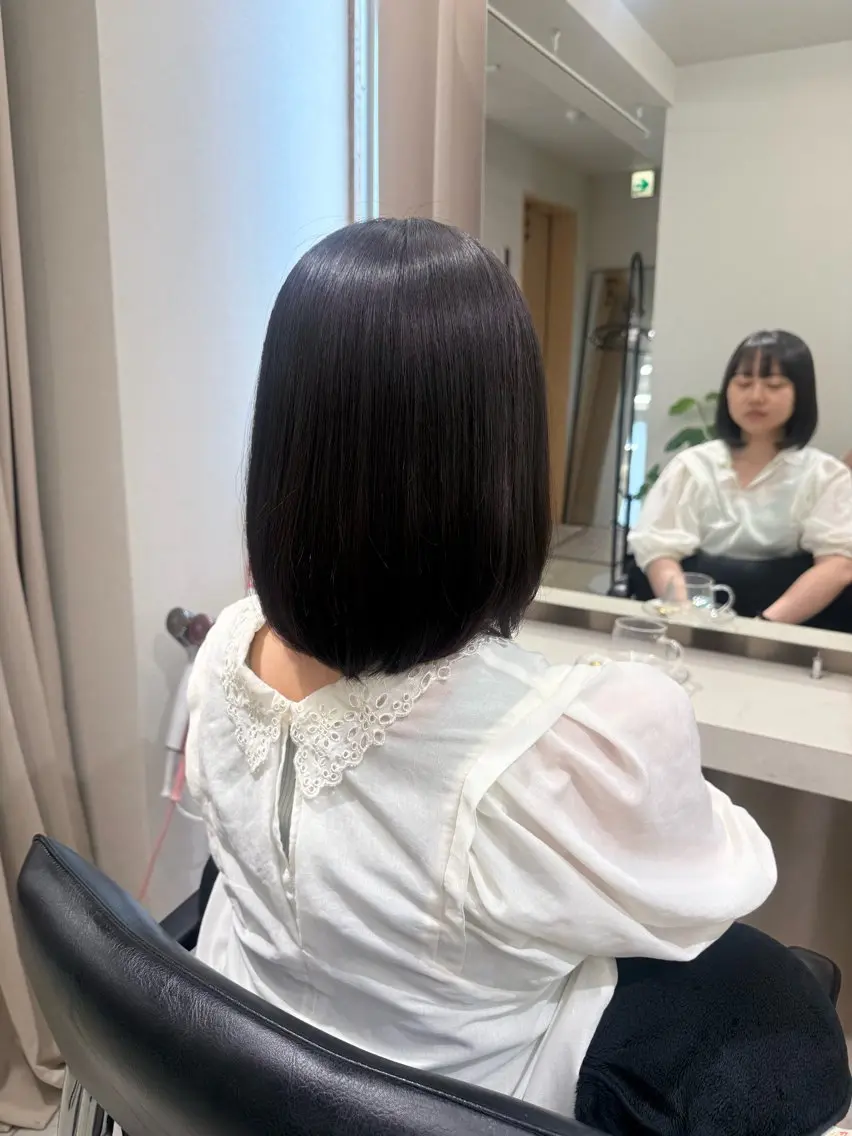 ミディアム パーマ カット 縮毛矯正 トリートメント ヘッドスパ haru 髪質改善サロンのヘアスタイル