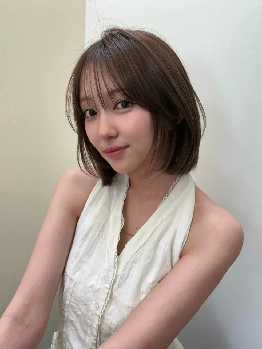 ミディアム カラー ヘアカラー トリートメント 赤み・黄み消しカラー 🤍韓国ヘア アオイのヘアスタイル
