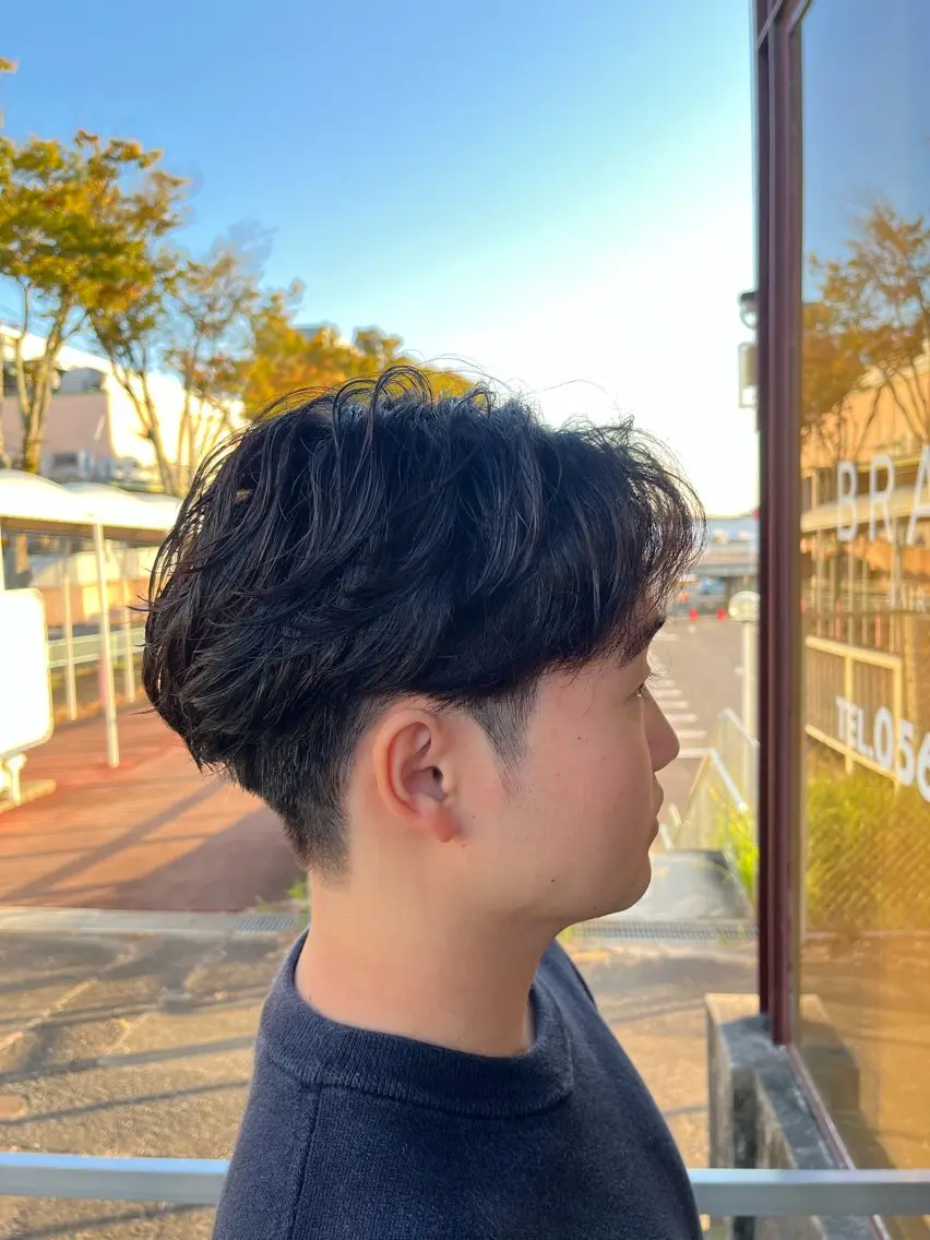 ショート パーマ メンズ センターパート フェザーパーマ メンズパーマ カット パーマ 北川 寛之✨メンズパーマ✨のヘアスタイル
