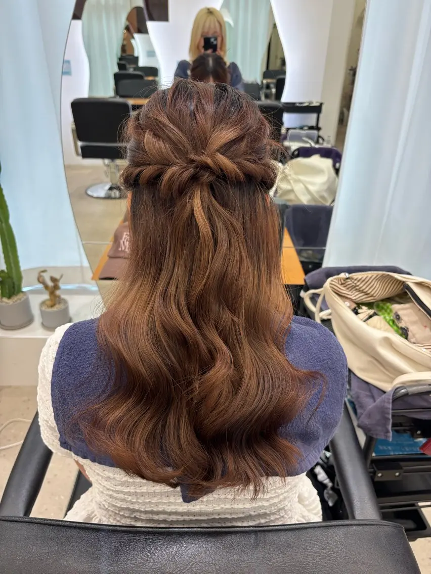 ロング ヘアアレンジ ハーフアップ 髪質改善/水素カラー /梅田茶屋町/ほのかのヘアスタイル