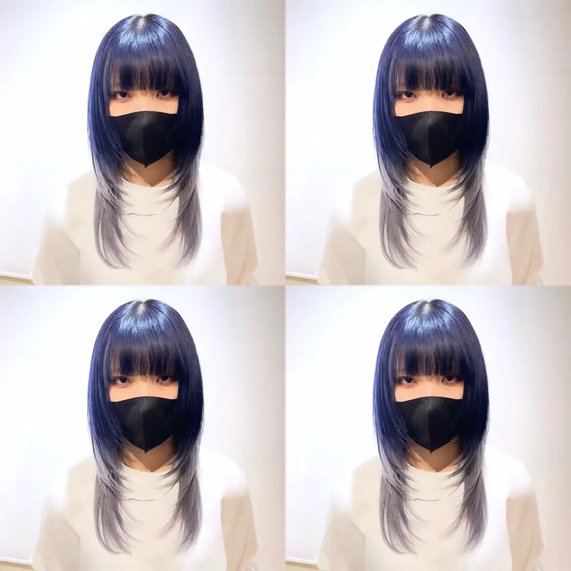 ミディアム カラー 黒髪 ブルーカラー ブルーブラック シルバー 🌟トップデザイナー 高橋🌟のヘアスタイル
