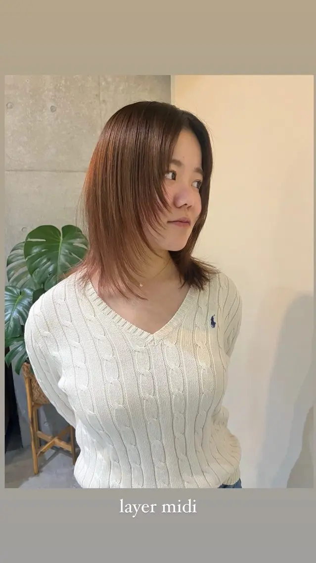 ミディアム レイヤーカット 似合わせカット レイヤーカット\ウル フ　chinatsuのヘアスタイル