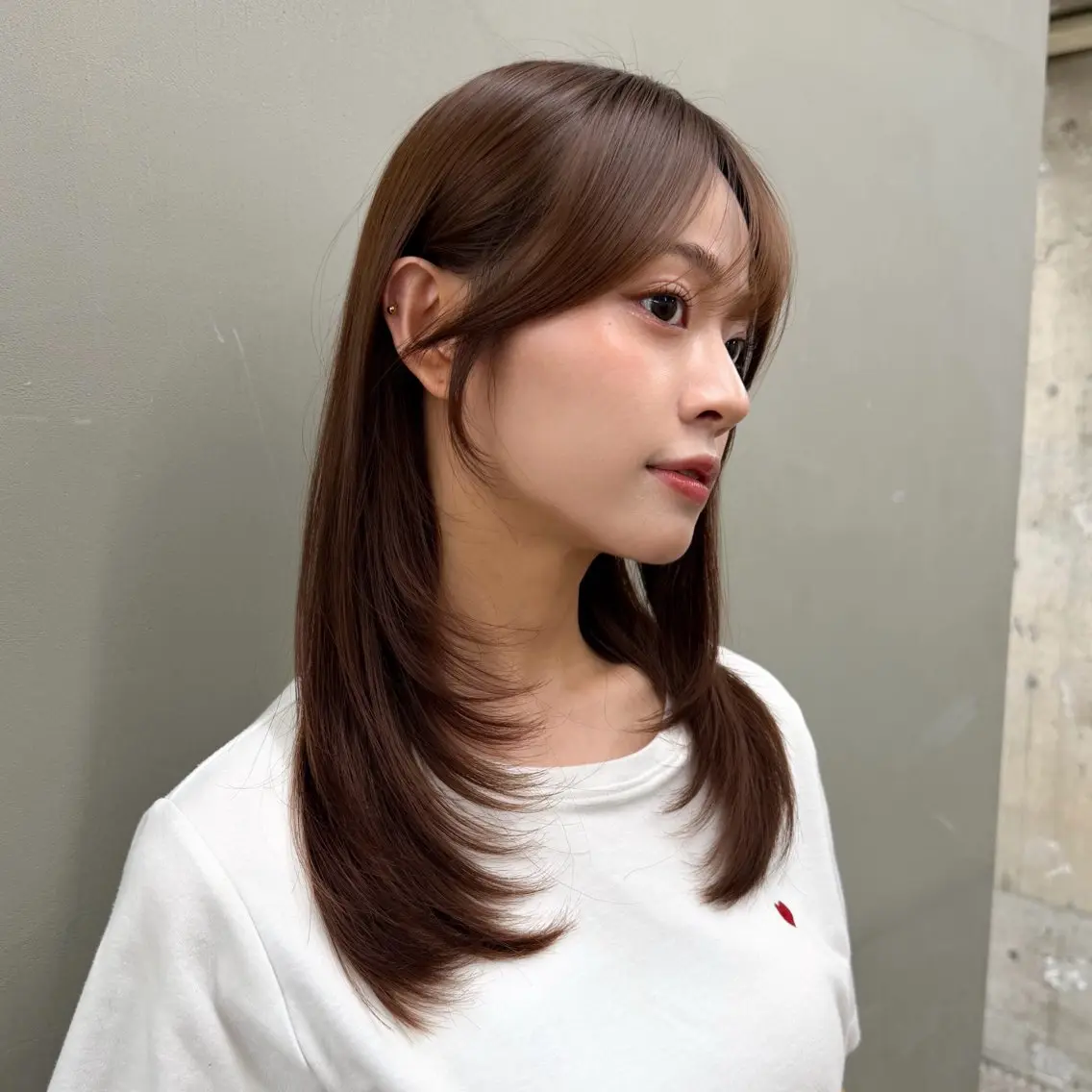 ミディアム カラー ミディアムレイヤー 顔周りカット レイヤーカット レイヤー🐑髪質改善 顔周りカット/みきとのヘアスタイル