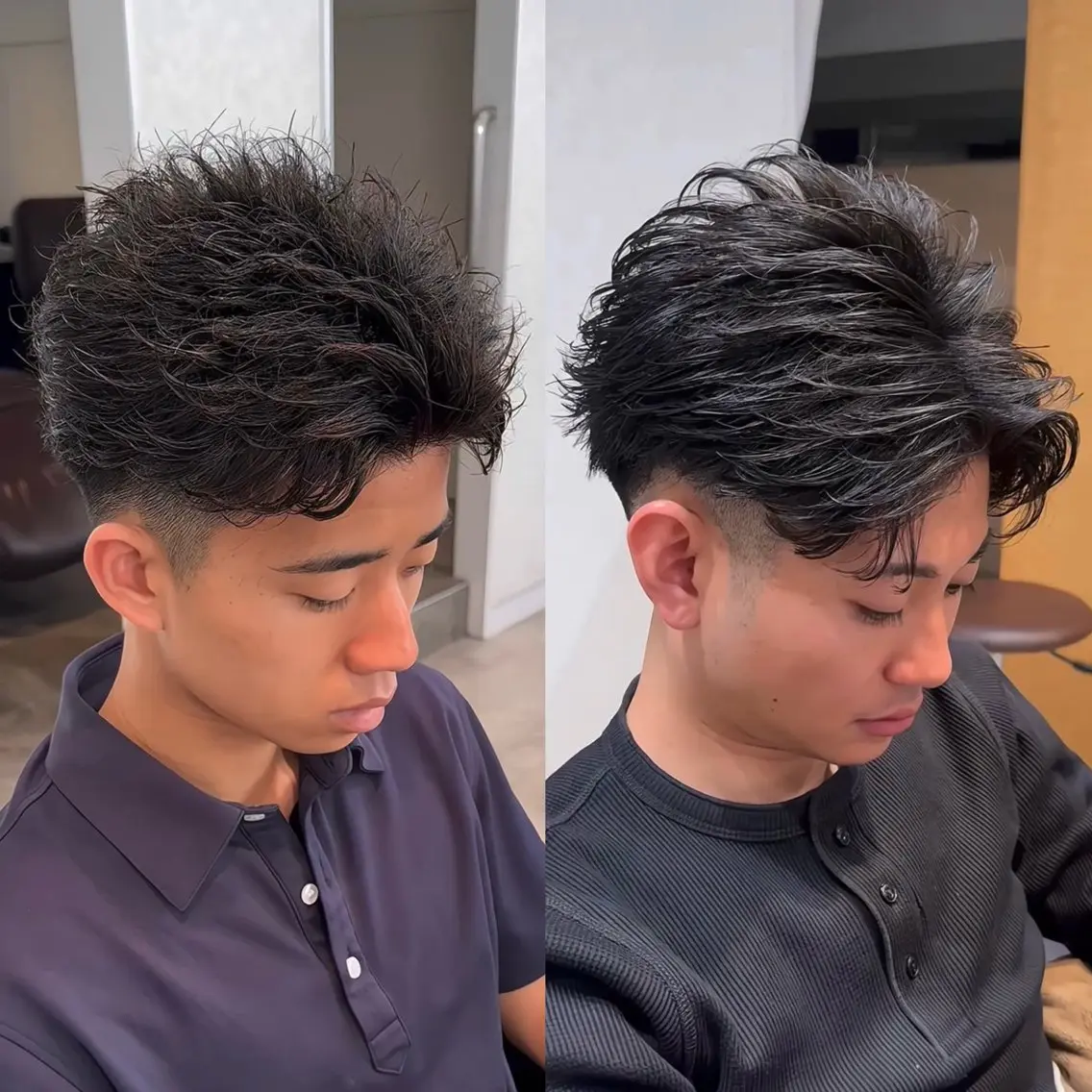 パーマ メンズ フェザーパーマ メンズパーマ 刈り上げ 港南台短髪特化 フェザーパーマのヘアスタイル