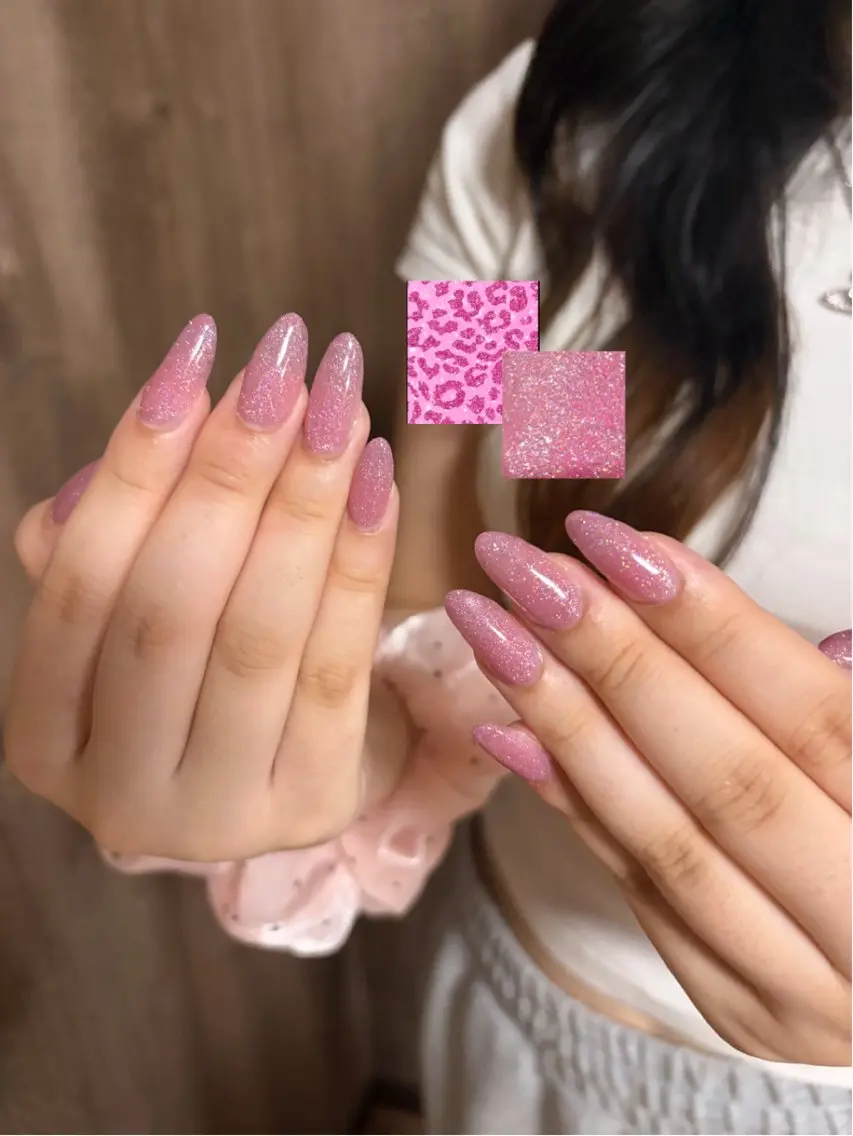 ネイル ラメ(グリッター) ピンク 3Qnail 白倉のネイルデザイン