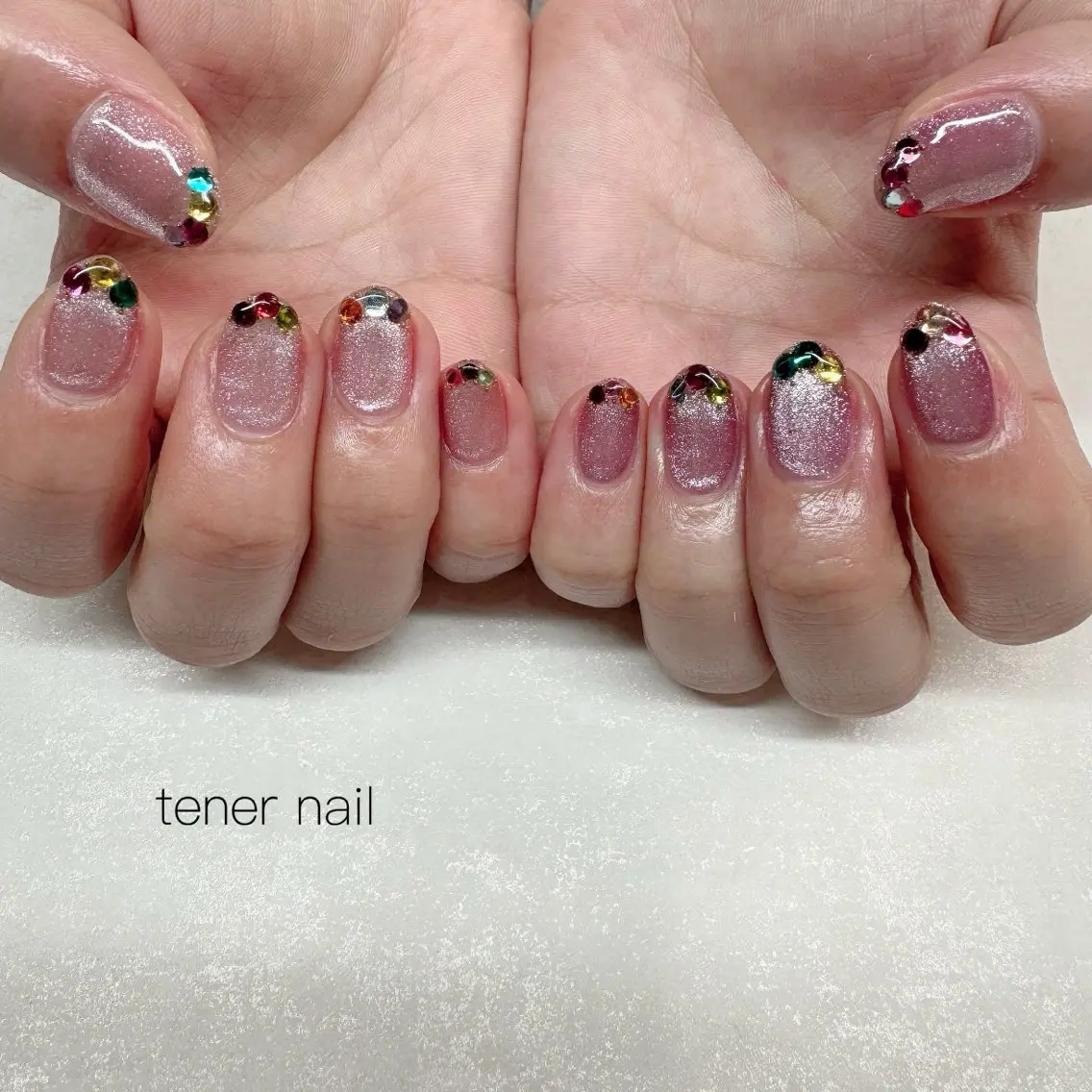 ネイル フレンチネイル ストーンネイル ハンドネイル テネルネイル tener nailのネイルデザイン