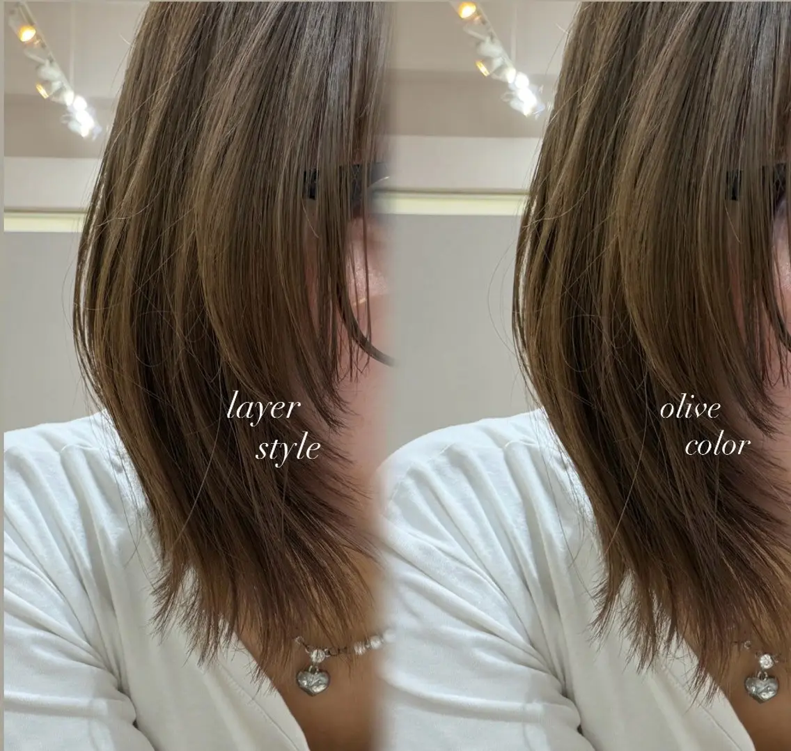 ミディアム レイヤーカット ヘアカラー カラーモデル募集中 .꒰ঌ虹奈໒꒱のヘアスタイル