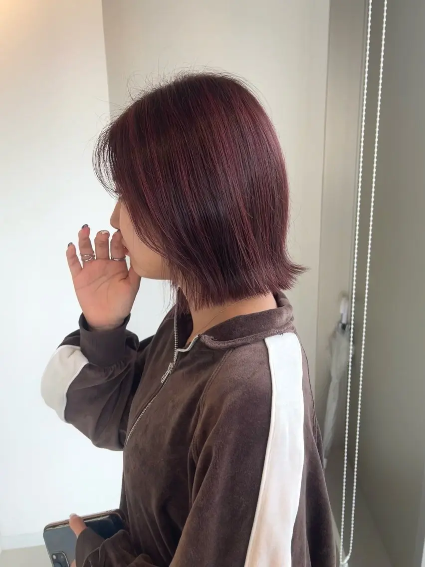 ミディアム カラー カット ヘアカラー 店長 MANAMI /ブリーチ/骨格ボブのヘアスタイル