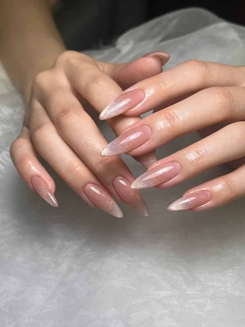 ネイル オーロラネイル マグネットネイル ピンク nail salon chess ハラダのネイルデザイン