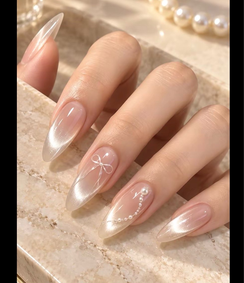 ネイル 長さ出し フレンチネイル グラデーション 韓国ネイル マグネットネイル ハンドネイル Lannie nailのネイルデザイン