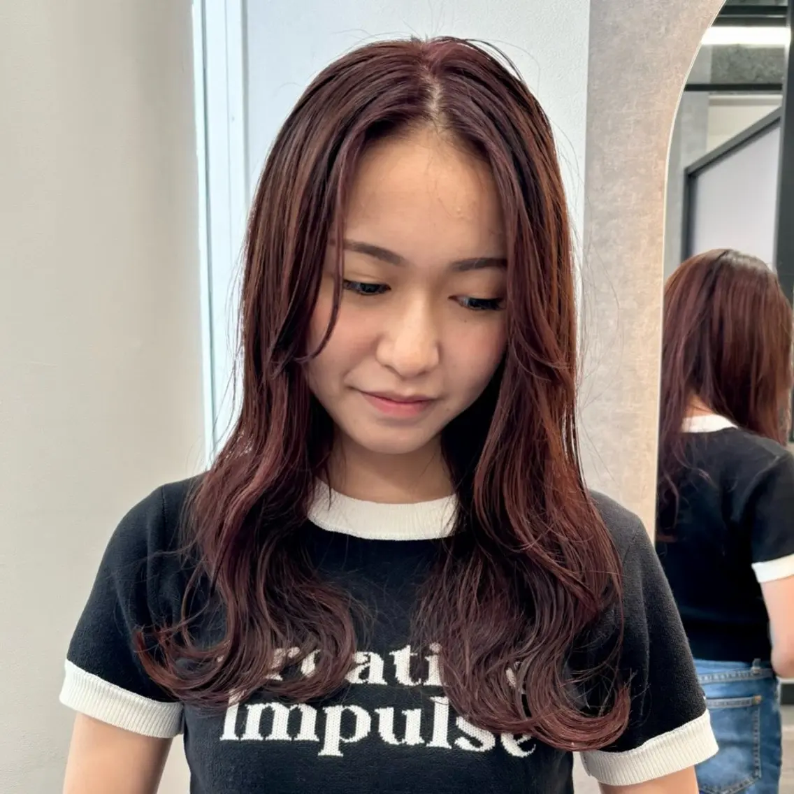 ロング カラー ブラウンカラー ピンクカラー レッドカラー ネヅ カオルのヘアスタイル