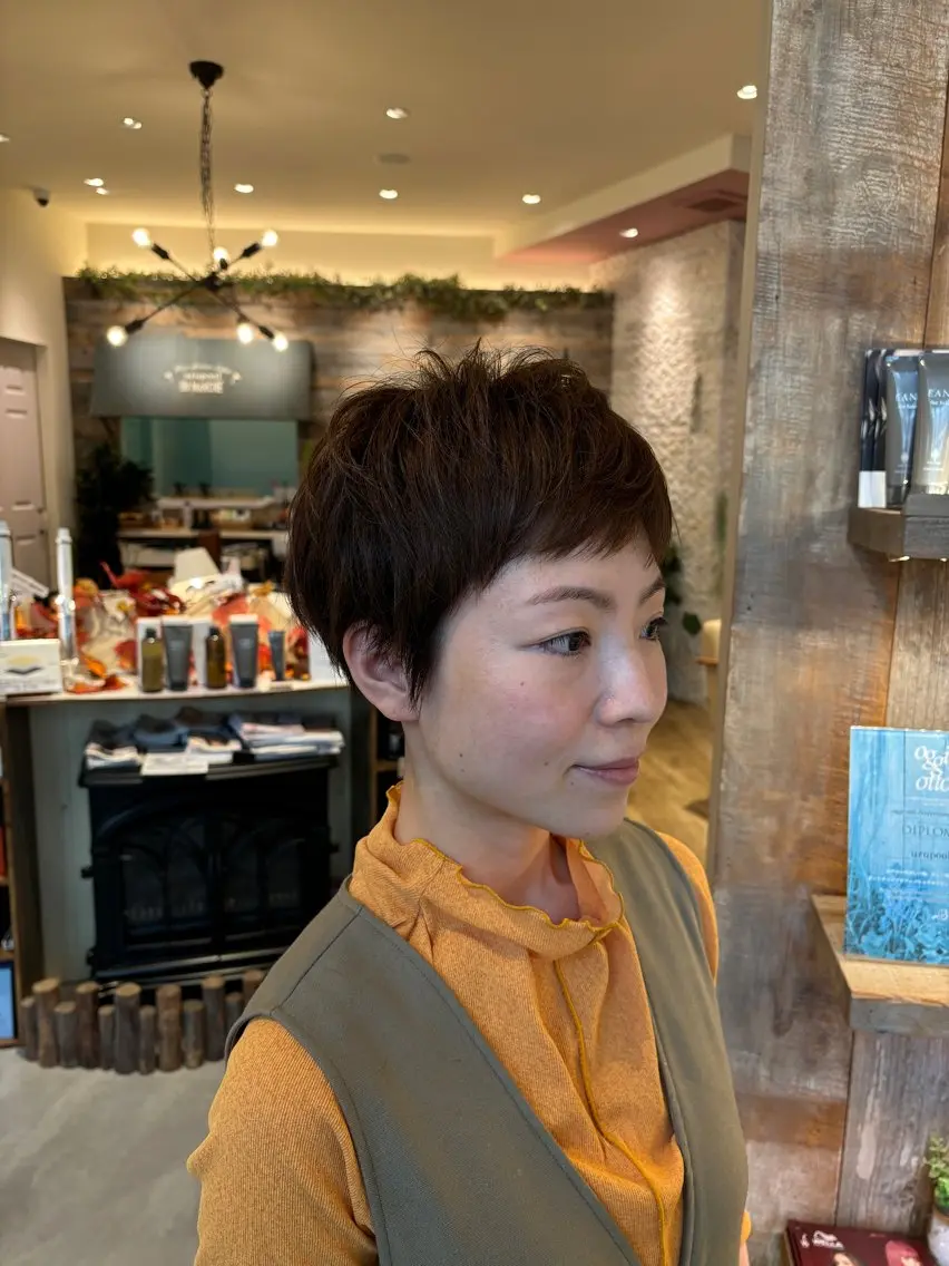ショート ミニーショート ショートヘア カット ヘアカラー トリートメント レイヤーカット✨ 艶髪藤野のヘアスタイル