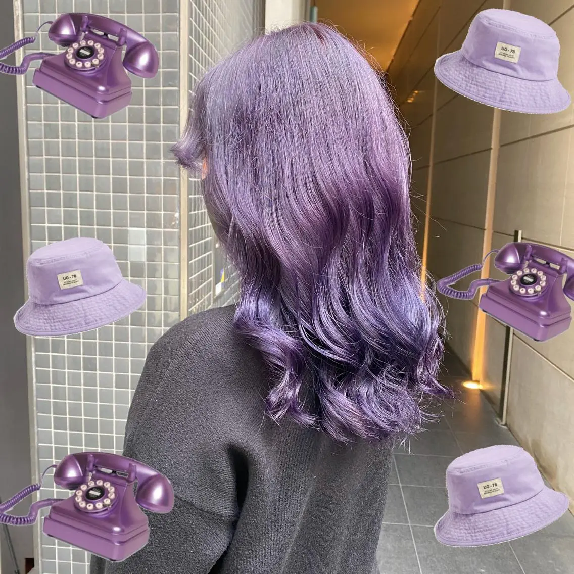 セミロング カラー ラベンダーカラー 色落ちまで可愛い🧚 心斎橋hikaruのヘアスタイル