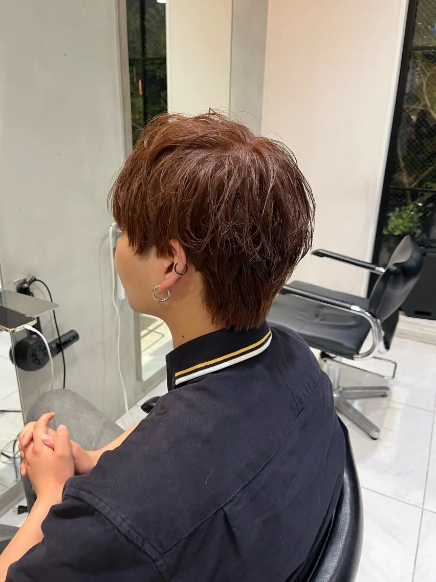 ショート メンズ カット ヘアカラー トリートメント ナミ🩶暗髪/暖色 ❤️/透明感/縮毛のヘアスタイル