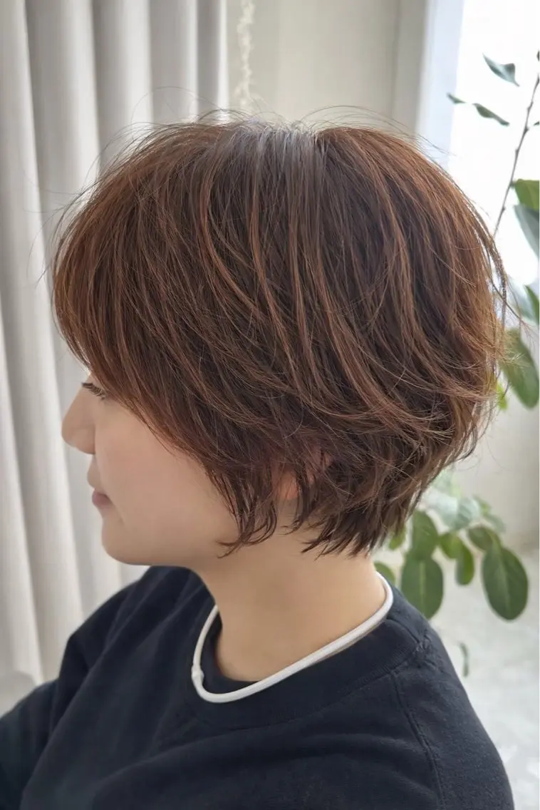 ショート パーマ カット センターパート 韓国ヘア・綾也のヘアスタイル