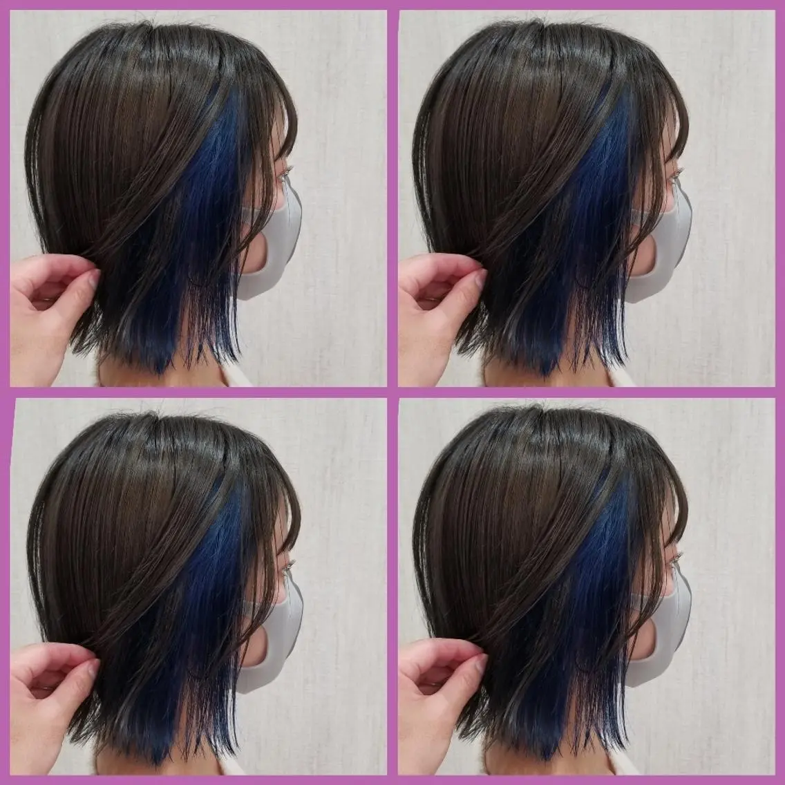 ショート カラー 切りっぱなしボブ ブルーカラー インナーカラー ボブ カット ヘアカラー レイヤー×艶髪特化 代表　西村功平のヘアスタイル