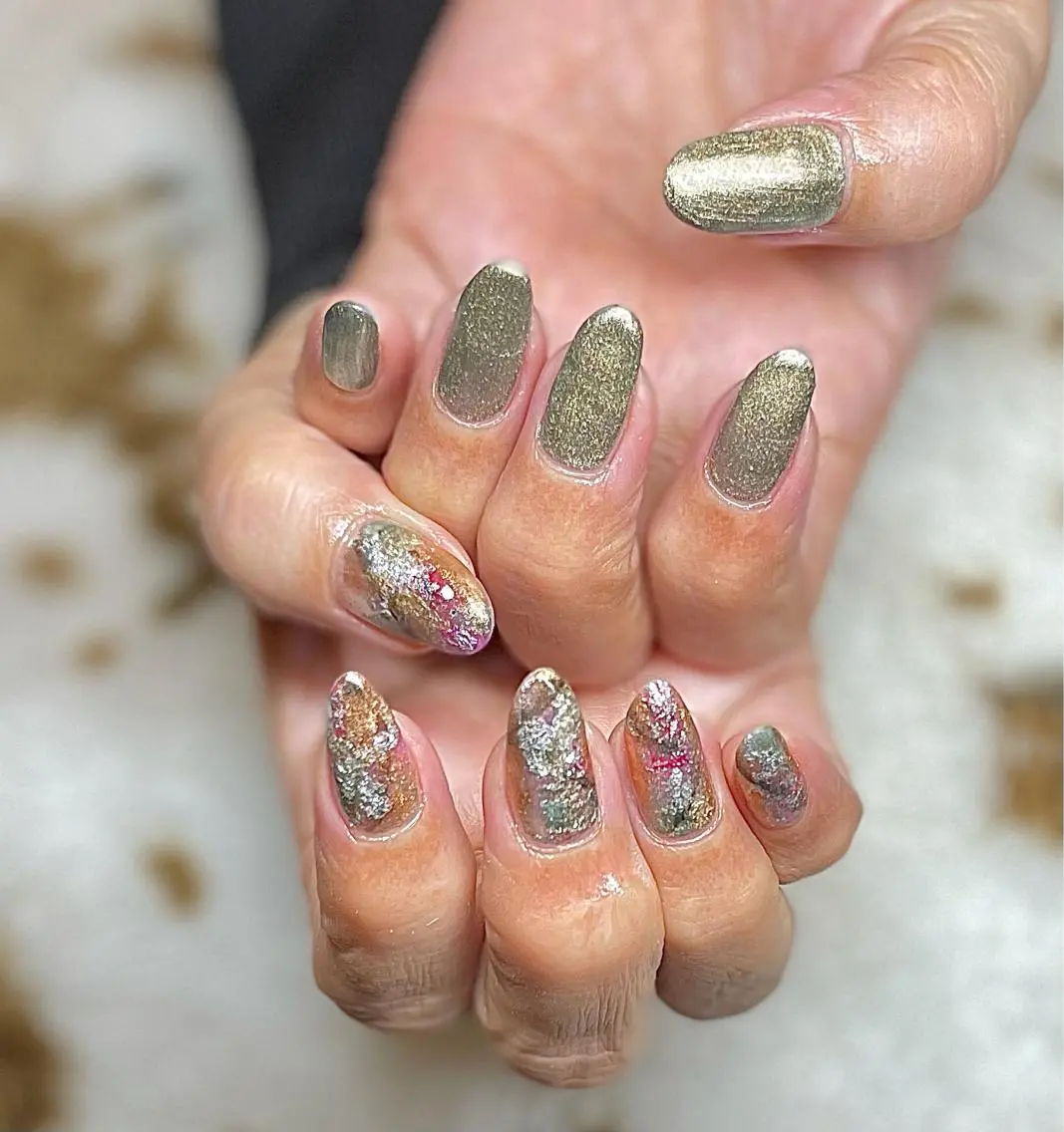 セミロング カラー パーマ ヘアアレンジ メンズ キッズ ネイル マツエク・マツパ ニュアンスネイル ニュアンスパーマ el. by Aoのネイルデザイン