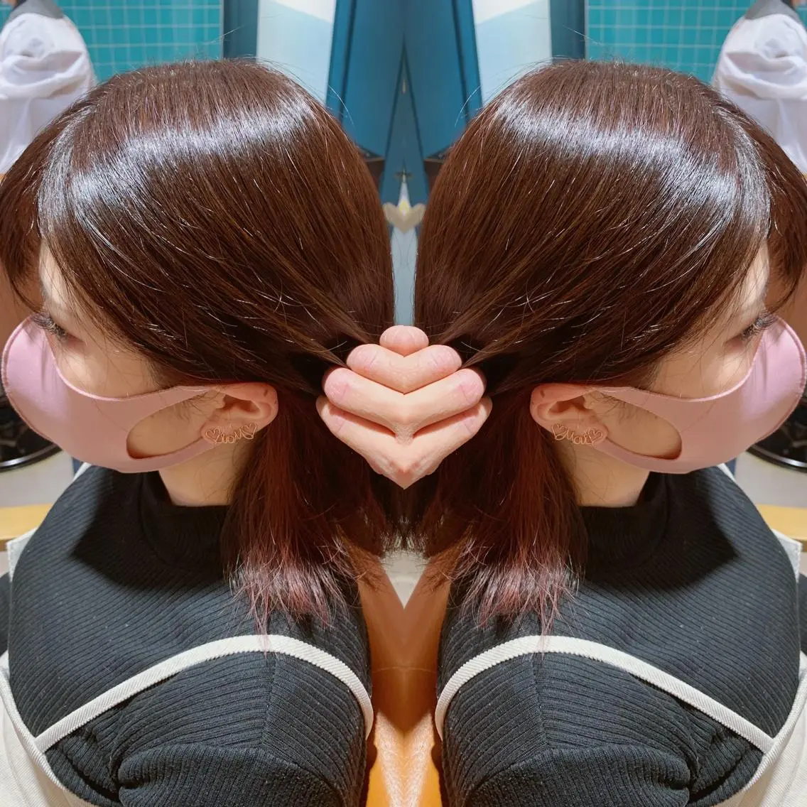 ミディアム カラー ベージュカラー インナーカラー ピンクカラー ピンクベージュ 韓国🇰🇷 ✂︎hair 内田愛のヘアスタイル