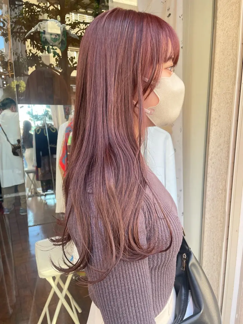 ロング カラー ブリーチ ブラウンカラー ダブルカラー ブリーチなしカラー ピンクカラー CoCooN 店長 さのえみのヘアスタイル