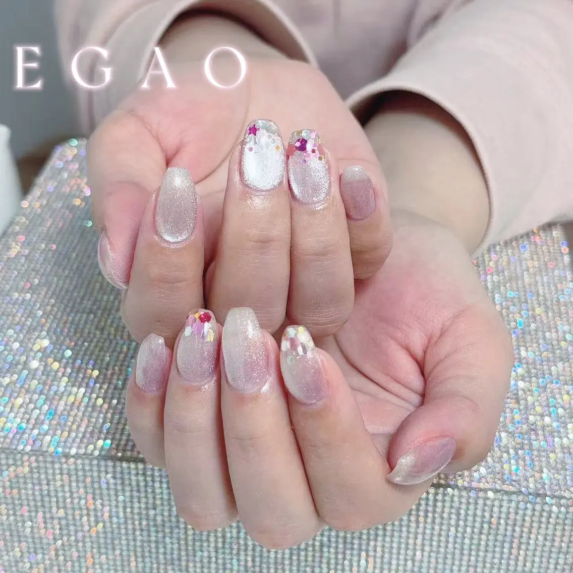ネイル 長さ出し ジェルネイル 韓国ネイル マグネットネイル 持ち込み EGAO NAIL 錦糸町店のネイルデザイン