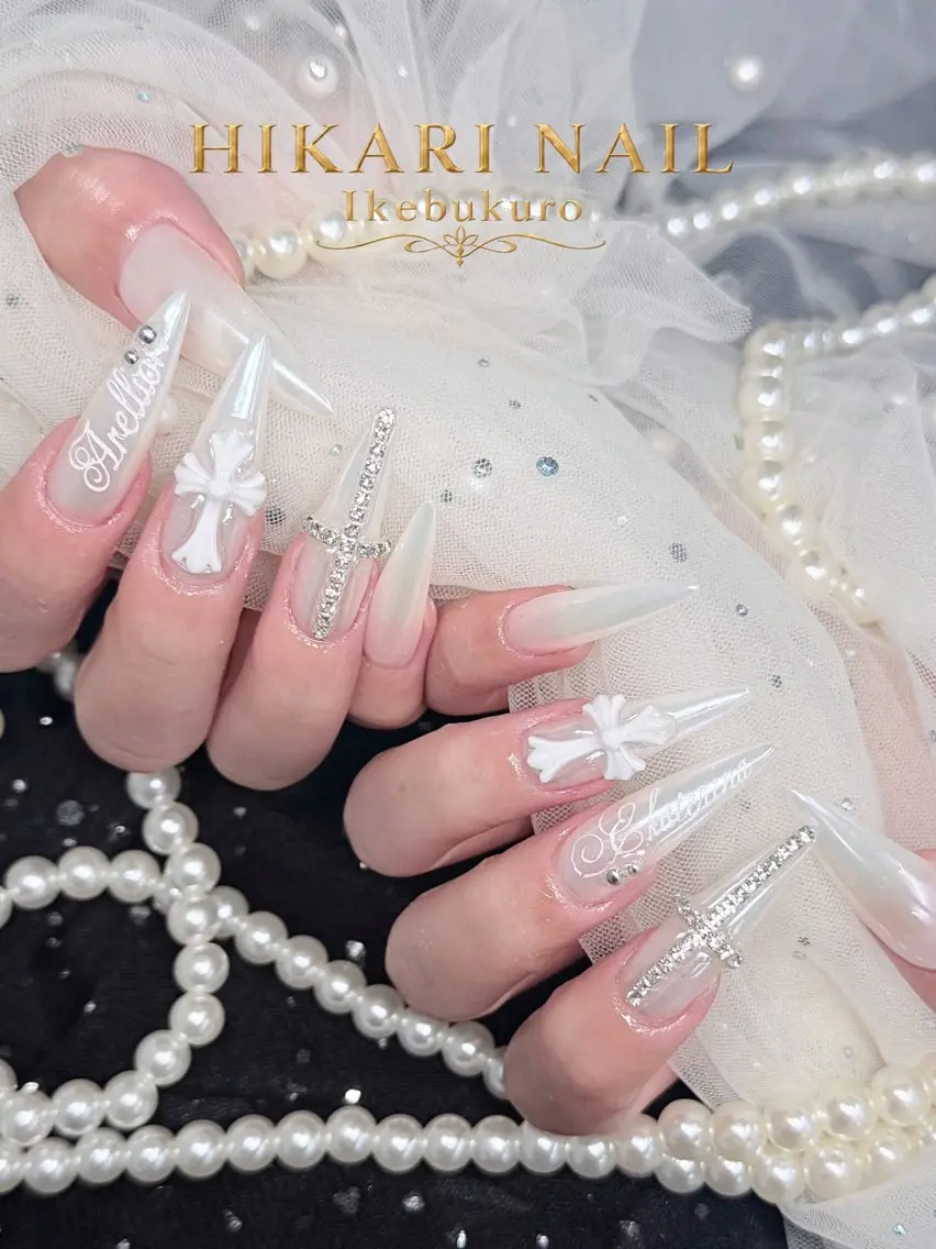 ネイル チークネイル 長さ出し フレンチネイル ガーリー ハロウィン ハンドネイル HikariNail Ikebukuroのネイルデザイン