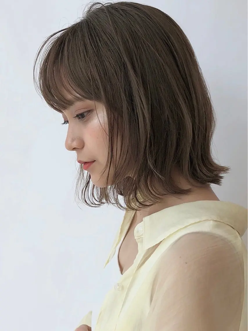 ミディアム カラー パーマ 菅野 恵のヘアスタイル