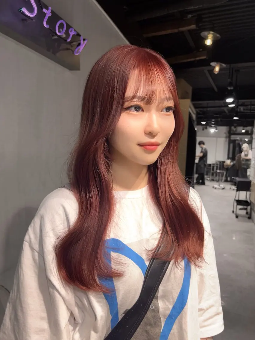 ロング 韓国風カラー 韓国風ヘア レイヤーカット ワンホンレイヤー MEI🎀レイヤー 🎀韓国styleのヘアスタイル