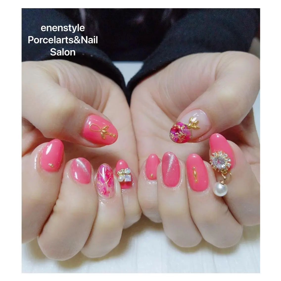 ミディアム ネイル ハンドネイル 🐾enen style 🐾のネイルデザイン