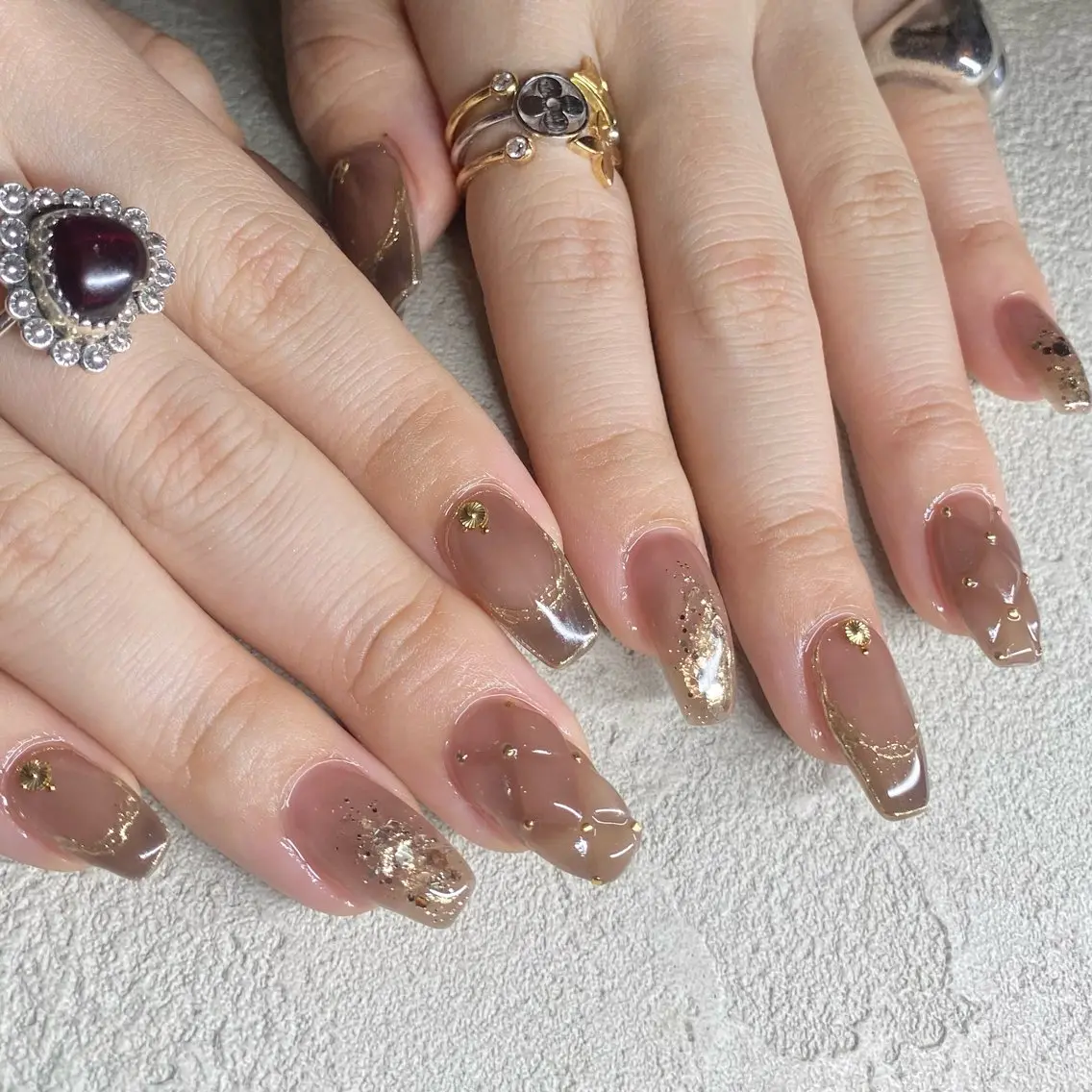 ネイル アートネイル ニュアンスネイル 冬ネイル ハンドネイル 山田 貴子のネイルデザイン
