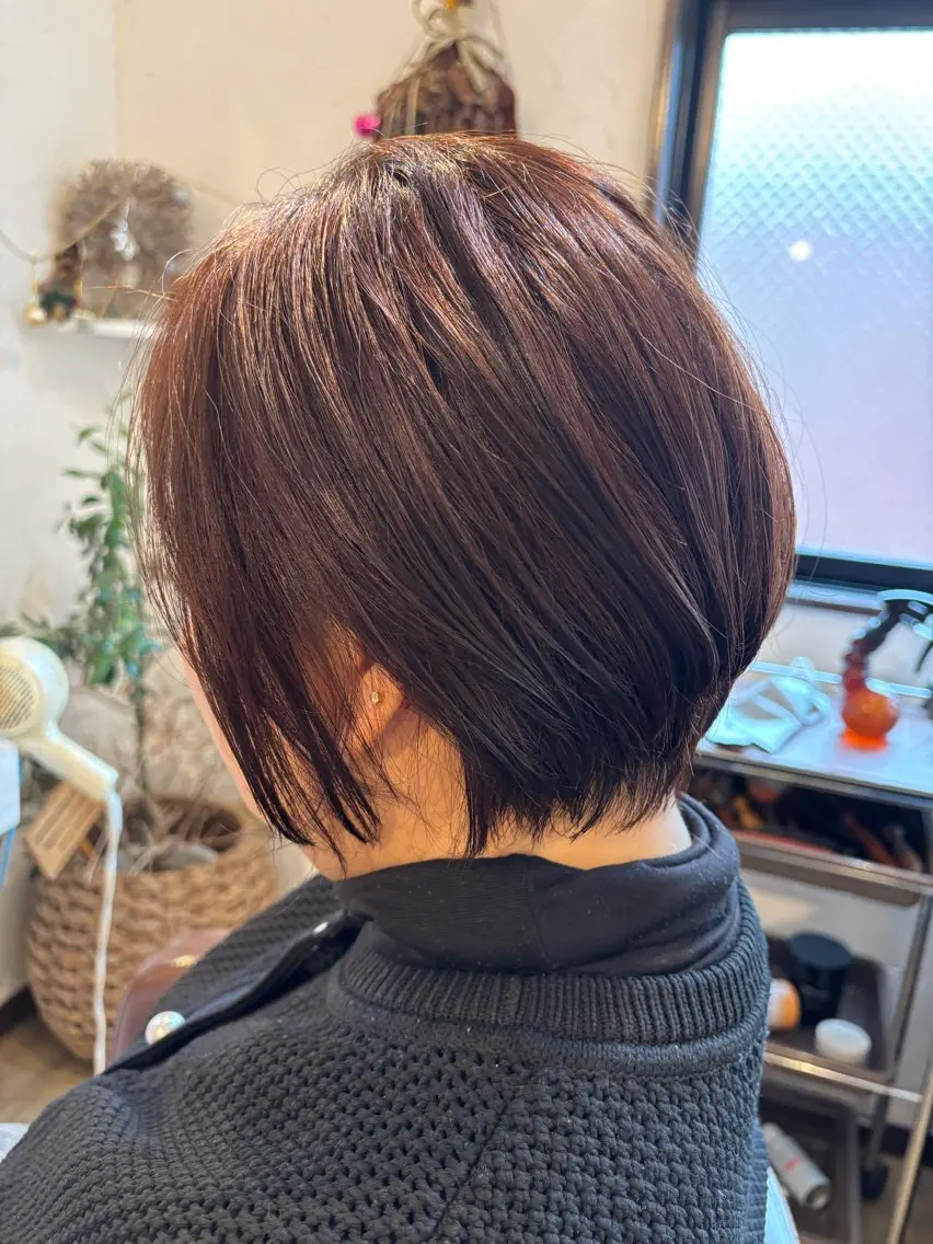 ショート ショートボブ ボブ くびれヘア ショートヘア 須内 星良/南台 /ショート/艶カラーのヘアスタイル