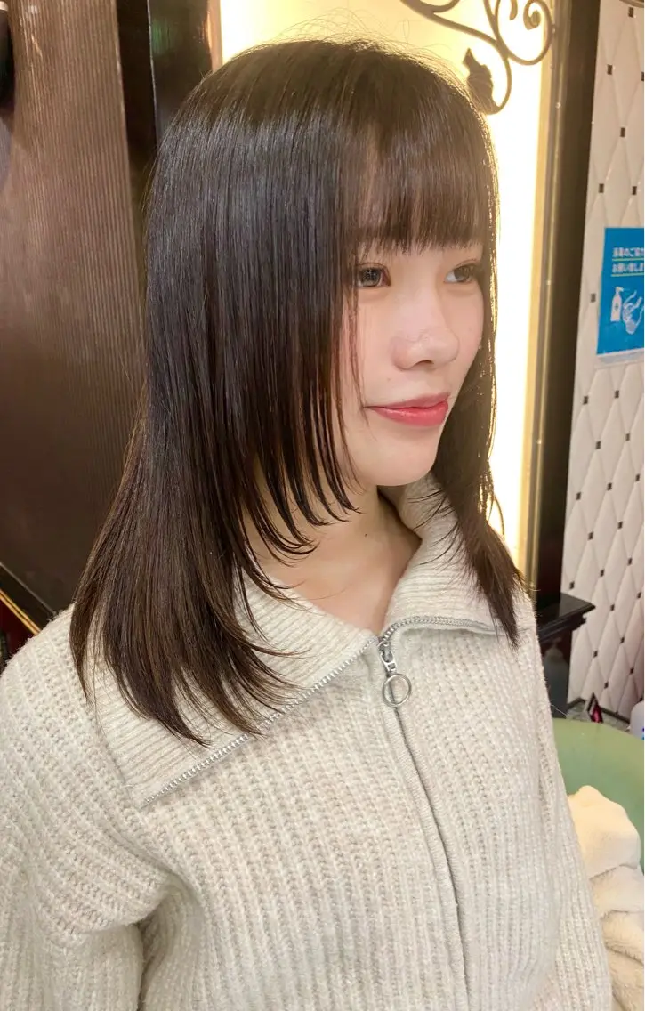 ミディアム レイヤーカット カット トリートメント グレージュ達人/赤み 消し/ブリーチ/岩崎のヘアスタイル