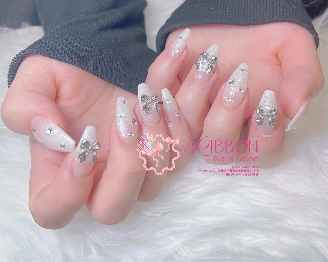 ネイル フレンチネイル ジェルネイル マグネットネイル 持ち込み ニュアンスネイル ハンドネイル Ribbonnail salonのネイルデザイン