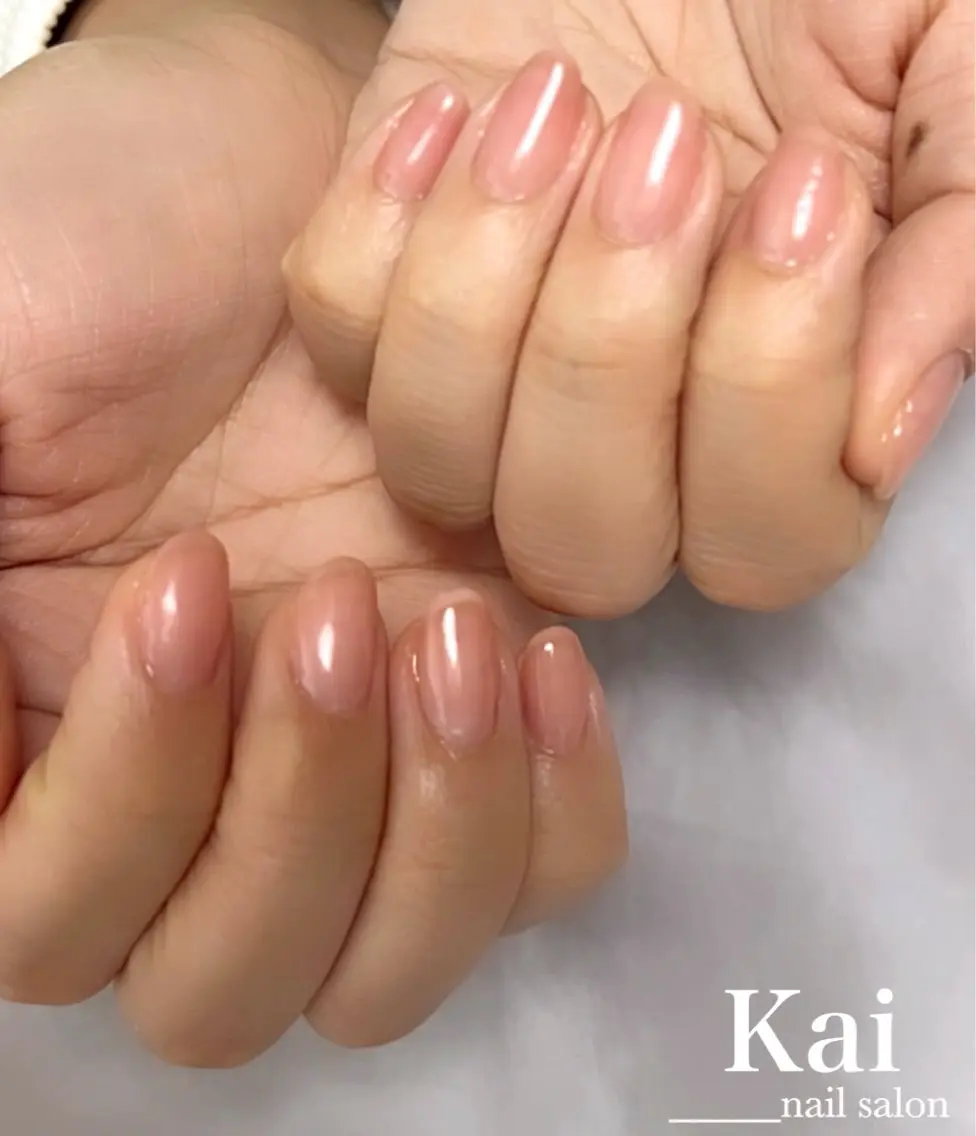 ネイル ワンカラーネイル ピンク 冬ネイル ハンドネイル Kai nail Mayukoのネイルデザイン