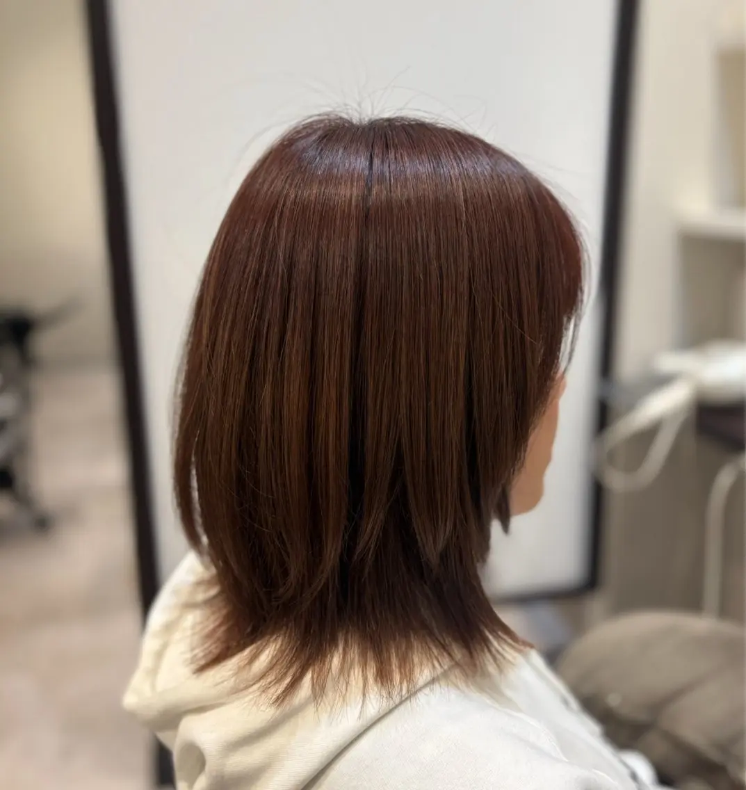 ミディアム 顔周りカット レイヤーカット カット 山下ちひろ/似合わせ /髪質改善/縮毛矯正のヘアスタイル