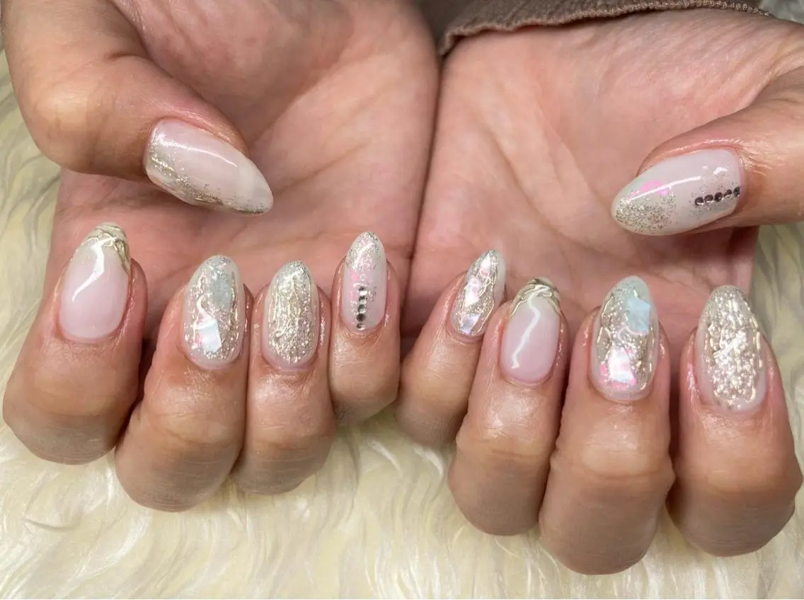 ネイル ジェルネイル ミラーネイル ニュアンスネイル パラジェル ブライダルネイル Nail&eye Belire 新宿のネイルデザイン