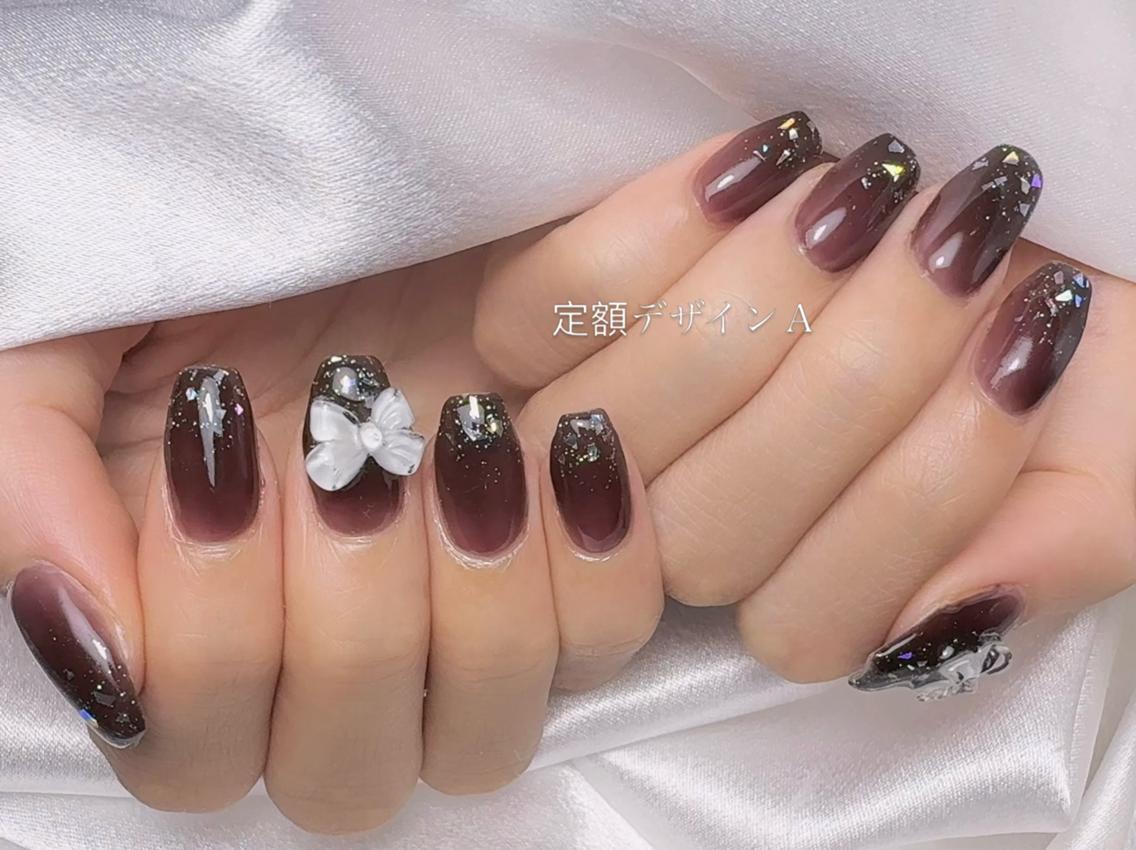 ネイル アートネイル フラッシュネイル フレンチネイル ジェルネイル ガラスフレンチ M2  BEAUTY Yukiのネイルデザイン