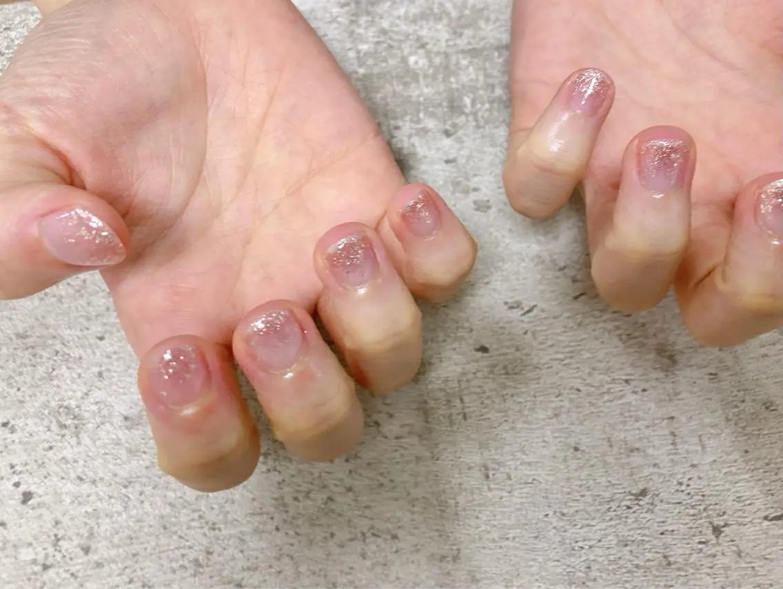 ネイル ラメ(グリッター) ラメグラデーション ピンク mogunail &blowのネイルデザイン