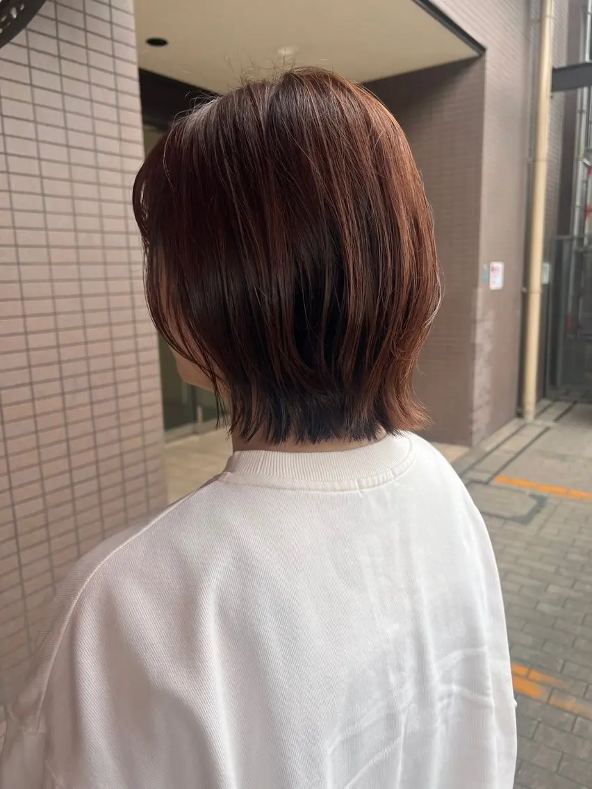 ショート カラー ブラウンカラー ピンクカラー ピンクブラウン ボブ くびれヘア カット ヘアカラー HONOKA /レイヤー人気/尼崎のヘアスタイル