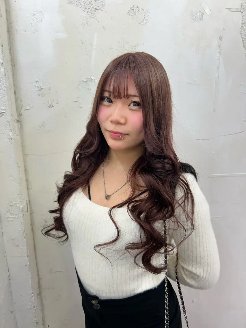 ロング カラー ヘアアレンジ ブラウンカラー ダブルカラー ピンクカラー ピンクブラウン ヨシンモリ ヘアカラー トリートメント レイヤー/エクステ alpha下妻のヘアスタイル