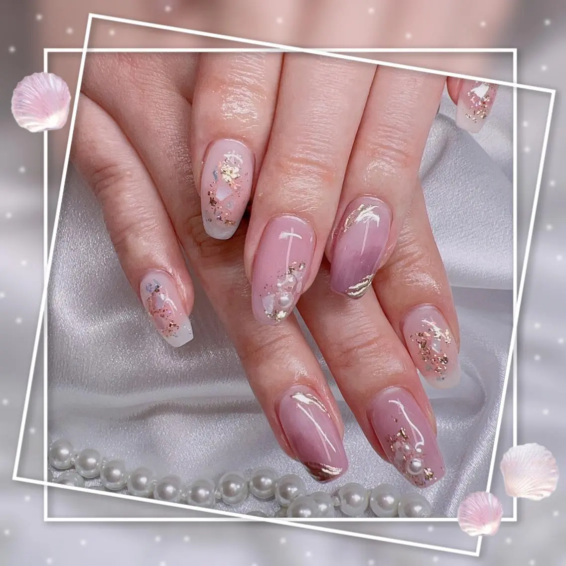 ネイル フレンチネイル キラキラネイル 韓国ネイル マグネットネイル マグネットフレンチ ハンドネイル ハンドケア Chill Nailsalonのネイルデザイン