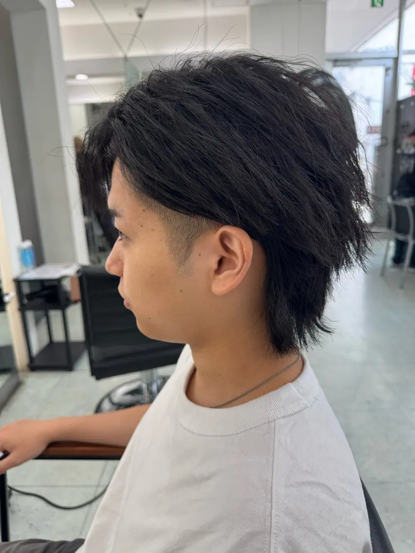 メンズ マッシュ メンズウルフカット ウルフカット ヘアセット 天野 愉月のヘアスタイル