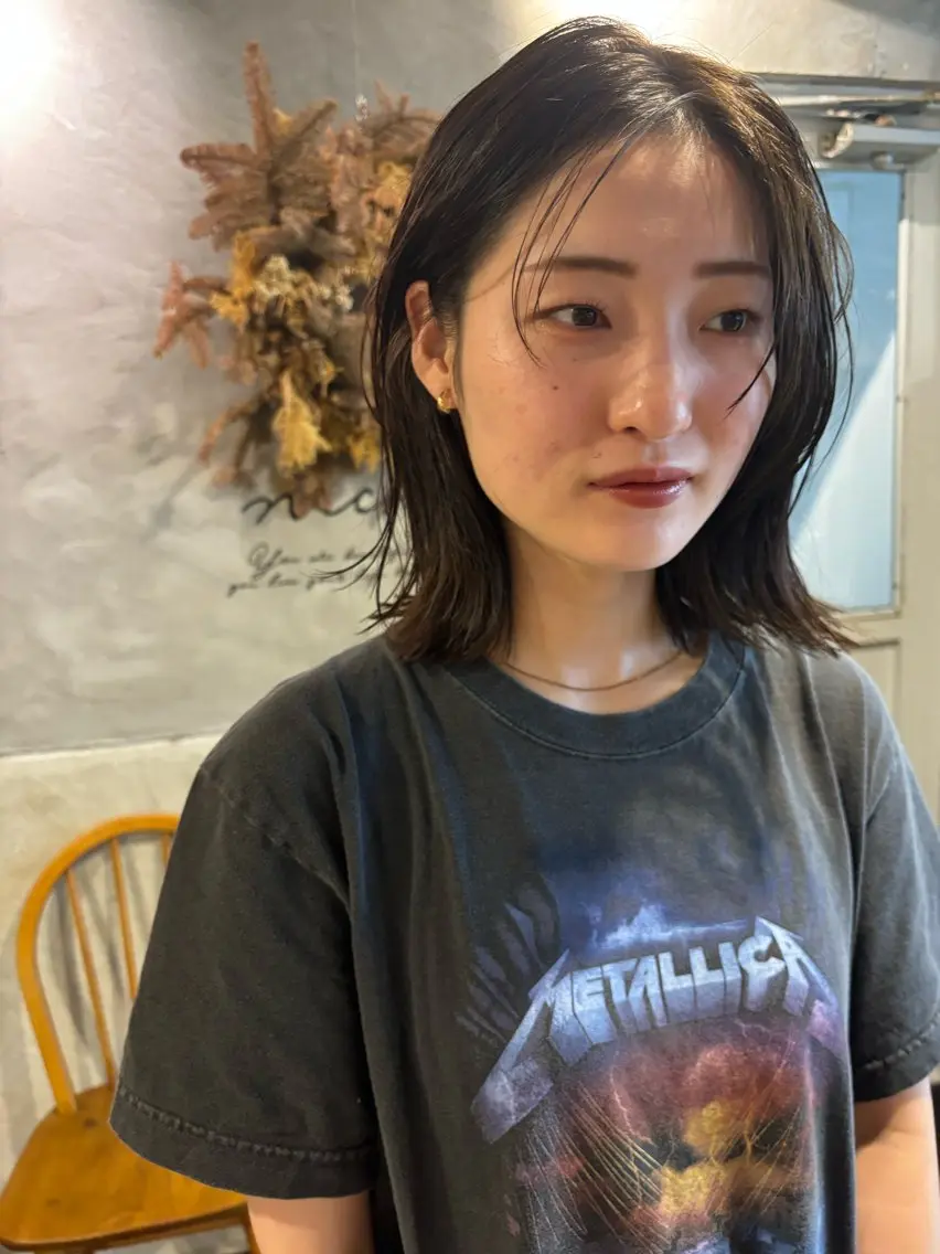 ミディアム カラー カット ヘアカラー トリートメント 落合 妙佳のヘアスタイル