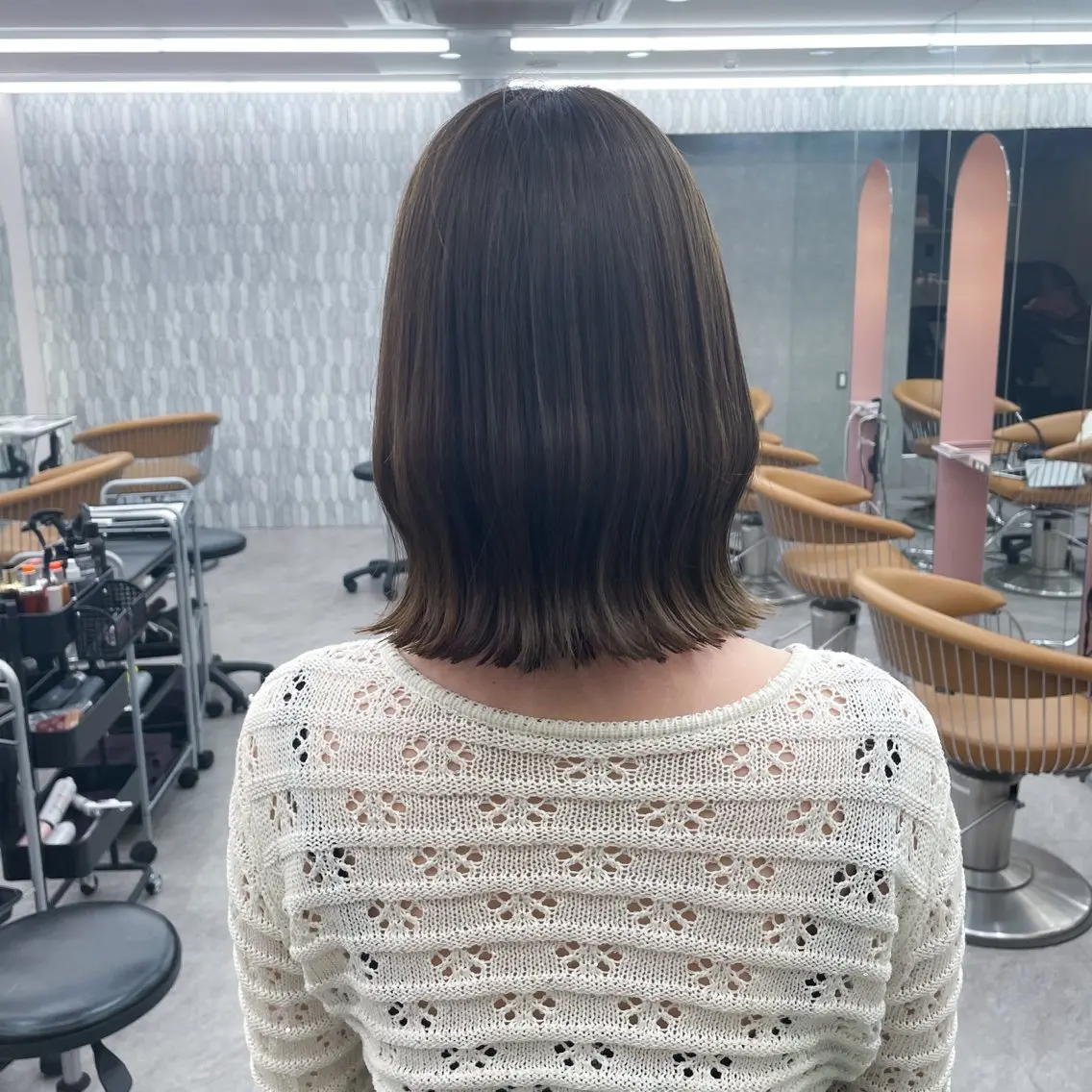 ミディアム カラー 縮毛矯正/ストンボブ Wカラー💎ヒデジのヘアスタイル