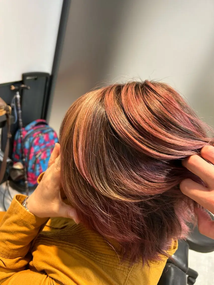 ショート カラー バレイヤージュ ピンクカラー レイヤーカット 愛知のオレンジくん /Harumiのヘアスタイル