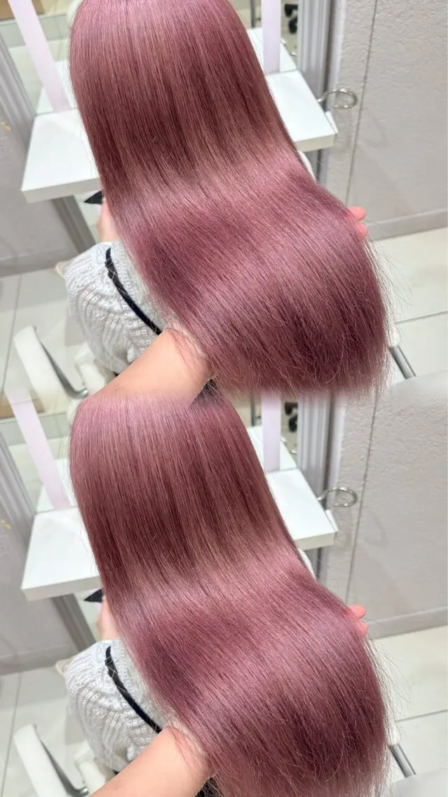 ロング カラー ベージュカラー ピンクカラー ピンクベージュ 表参道/ハイトーン/ ブリーチ/みずは🎀のヘアスタイル