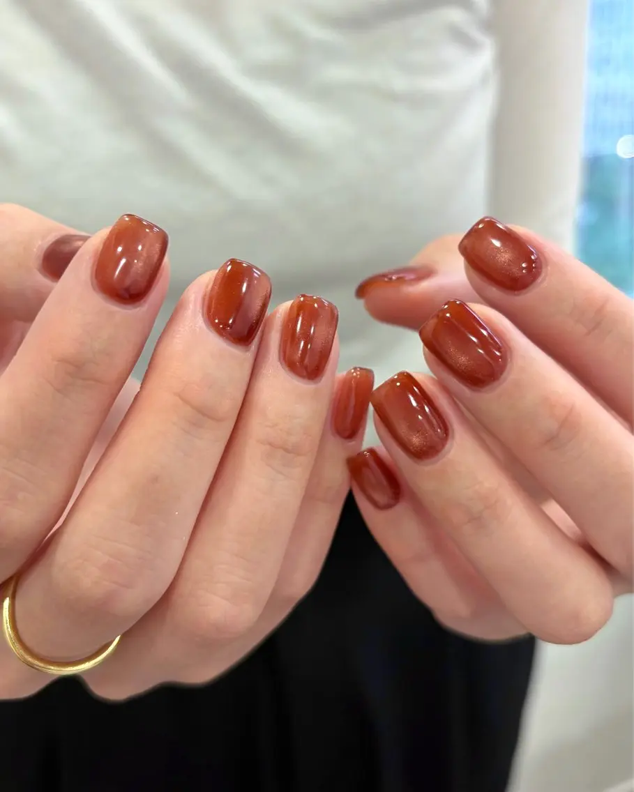 ネイル ブラウン ハンドネイル nailsalon amity🌿池田のネイルデザイン