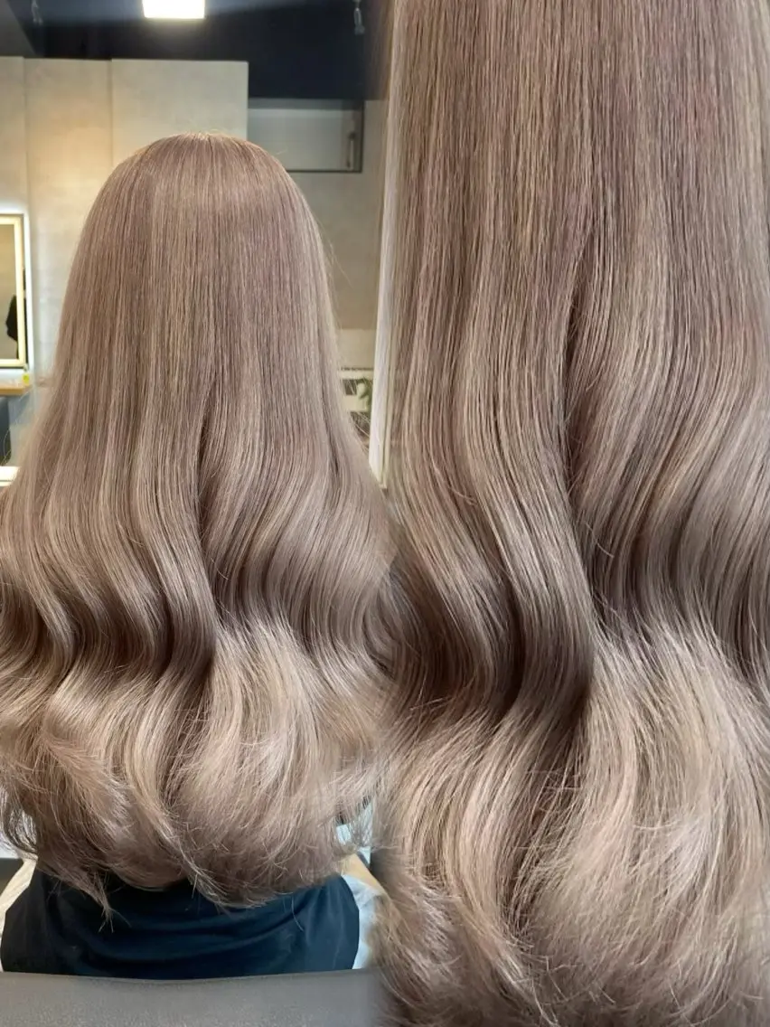 ロング カラー ハイトーンカラー ヘアカラー トリートメント ヘッドスパ ヘアセット 淡色/ワンホンヘア 🤍MINORIのヘアスタイル